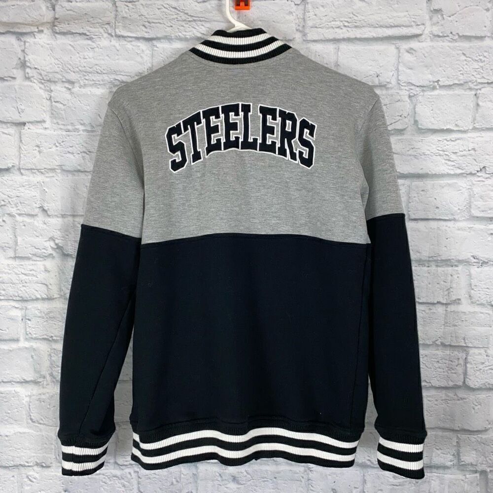 NFL Team Apparel Pittsburgh Steelers button up varsity jacket Paz youth 18 - Picture 4 of 5